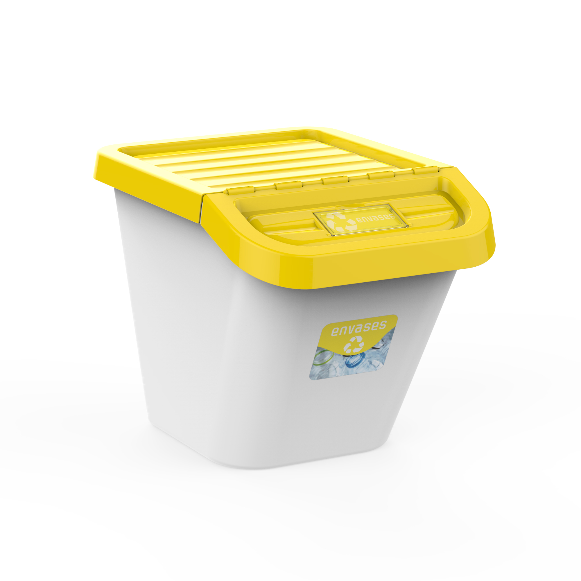Bravo Home – Juego de 3 cubos de reciclaje apilables de 36 L (papel, vidrio  y plástico) 39 x 39 x 36 cm Ideal para el reciclaje en casa (D.Cristal) :  : Hogar y cocina
